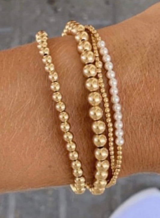 enewton design Gold Bliss 2mm Bead Bracelet - Pearl available at The Good Life Boutique