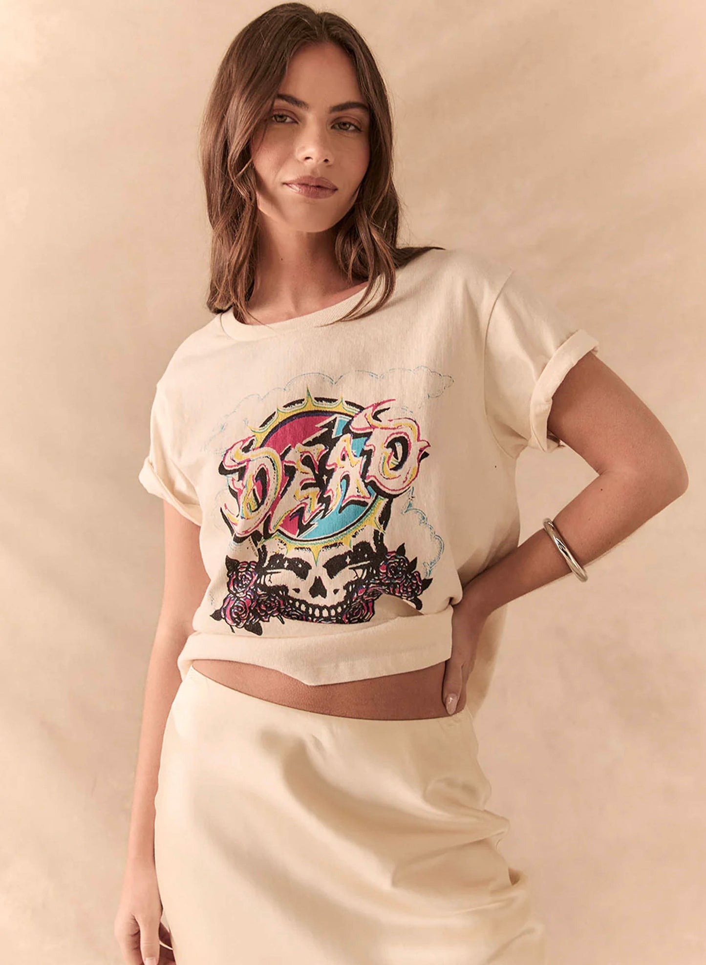 Chaser Chaser The Grateful Dead - Steal Your Face - White/Grey available at The Good Life Boutique