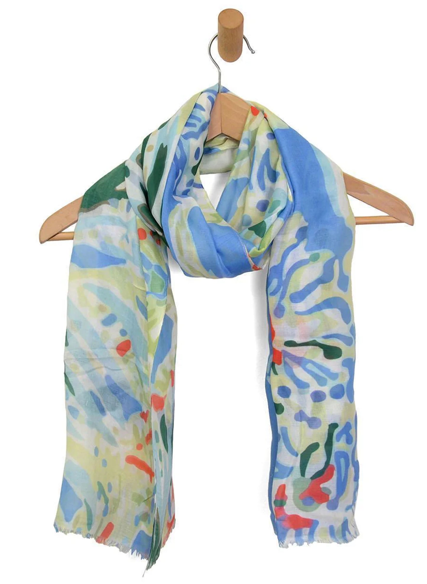 Joy Accessories Green Abstract Coral Scarf 180X90 available at The Good Life Boutique