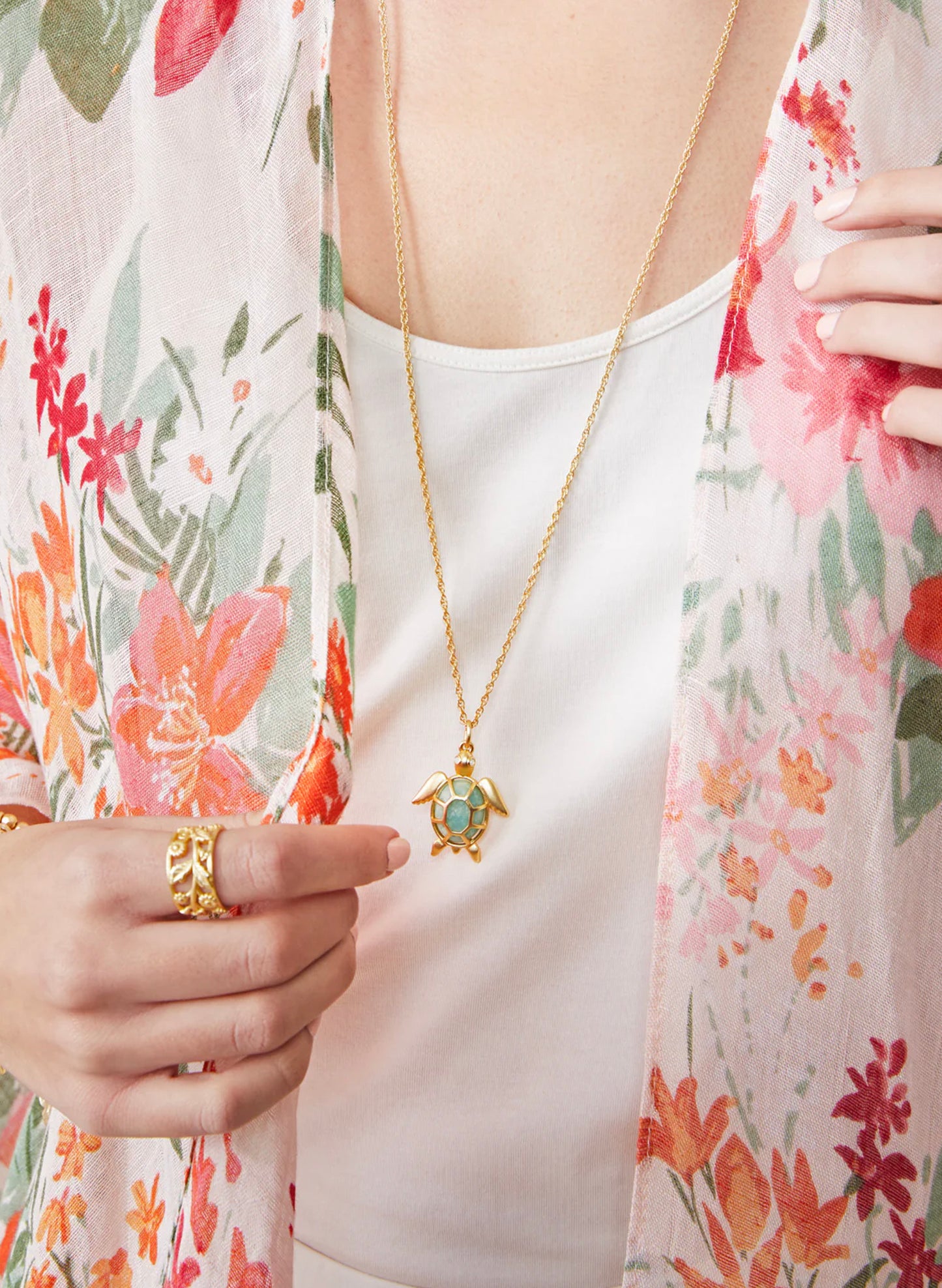 Green Sea Turtle Necklace 31" Amazonite