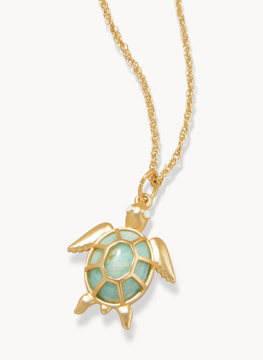 Green Sea Turtle Necklace 31" Amazonite