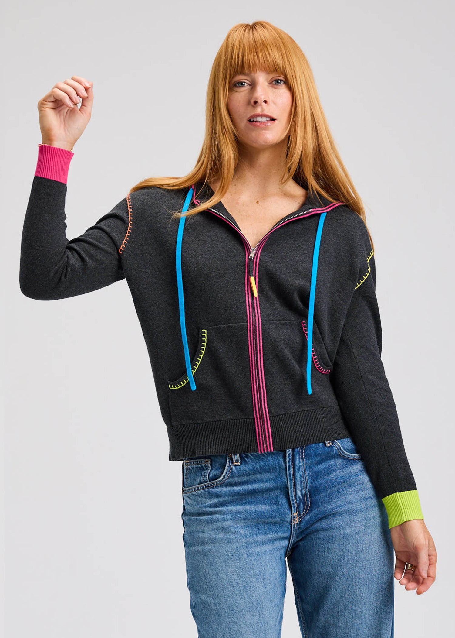 Zaket & Plover - Heart-Embroidery Hoodie - Charcoal | The