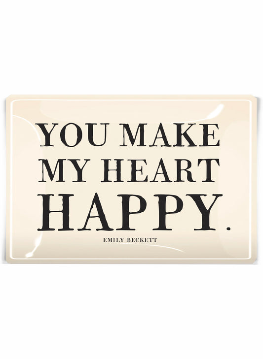 BEN'S GARDEN You Make My Heart Happy Decoupage Glass Tray 3.5" x 5.5" available at The Good Life Boutique