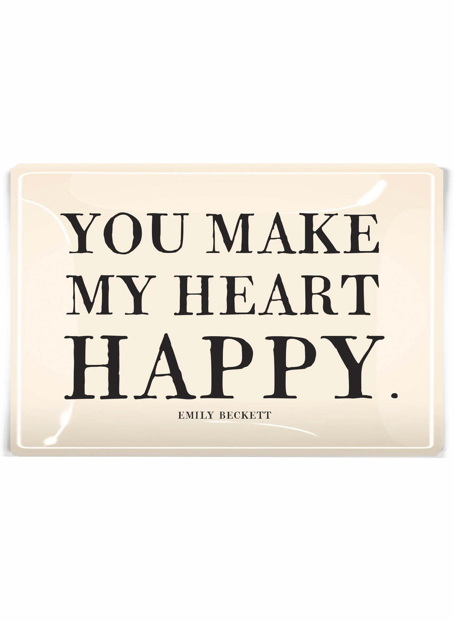 BEN'S GARDEN You Make My Heart Happy Decoupage Glass Tray 3.5" x 5.5" available at The Good Life Boutique