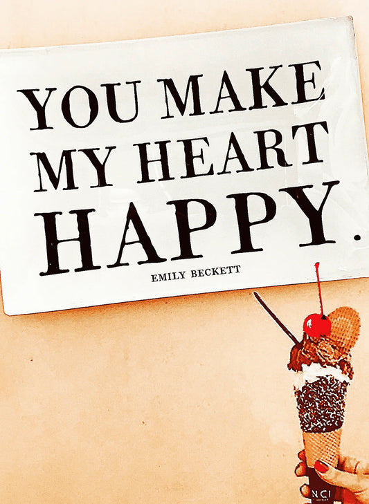 BEN'S GARDEN You Make My Heart Happy Decoupage Glass Tray 3.5" x 5.5" available at The Good Life Boutique