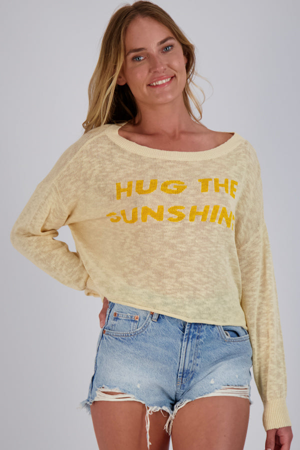 Stitchdrop Hug The Sunshine Sweater - Lemon available at The Good Life Boutique