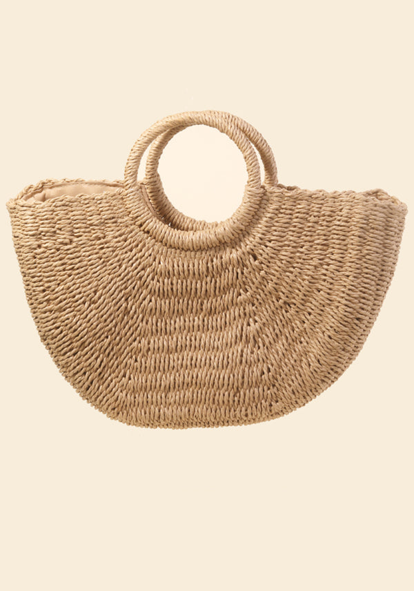 Anarchy Street Half Moon Straw Tote Bag - Tan available at The Good Life Boutique