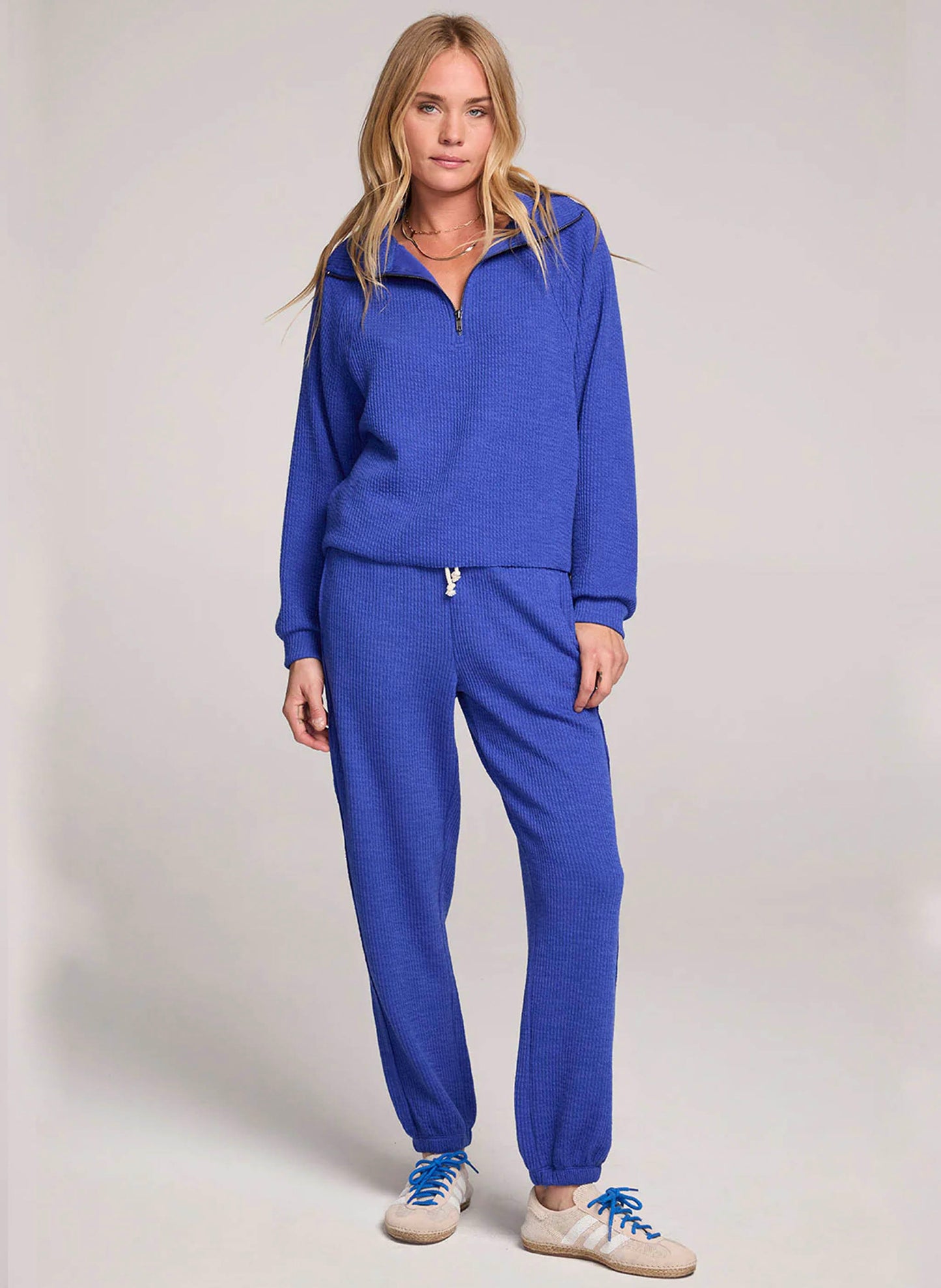 Saltwater Luxe Saltwater Luxe Half Zip Raglan Pullover - Lapis available at The Good Life Boutique