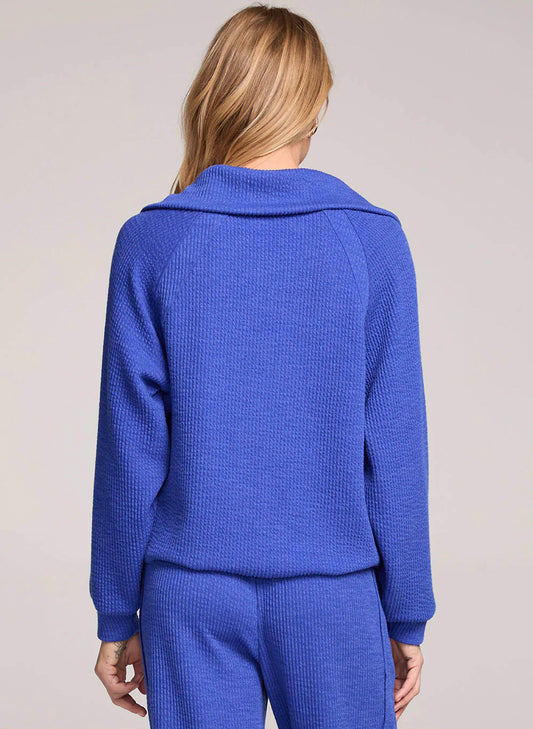 Saltwater Luxe Saltwater Luxe Half Zip Raglan Pullover - Lapis available at The Good Life Boutique
