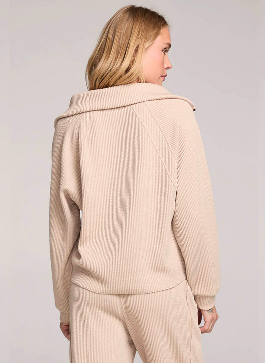 Saltwater Luxe Saltwater Luxe Half Zip Raglan Pullover - Sand available at The Good Life Boutique