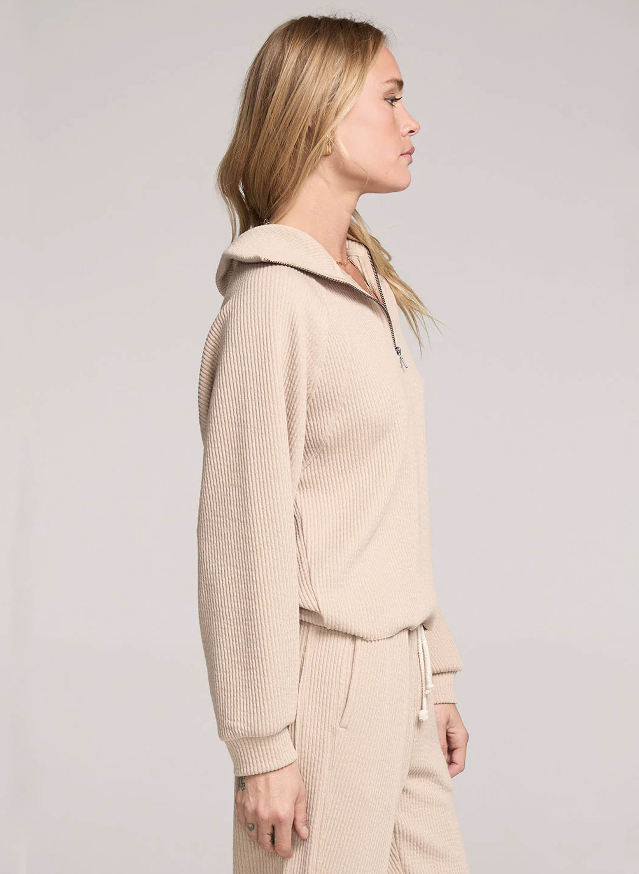 Saltwater Luxe Half Zip Raglan Pullover - Sand | The Good Life