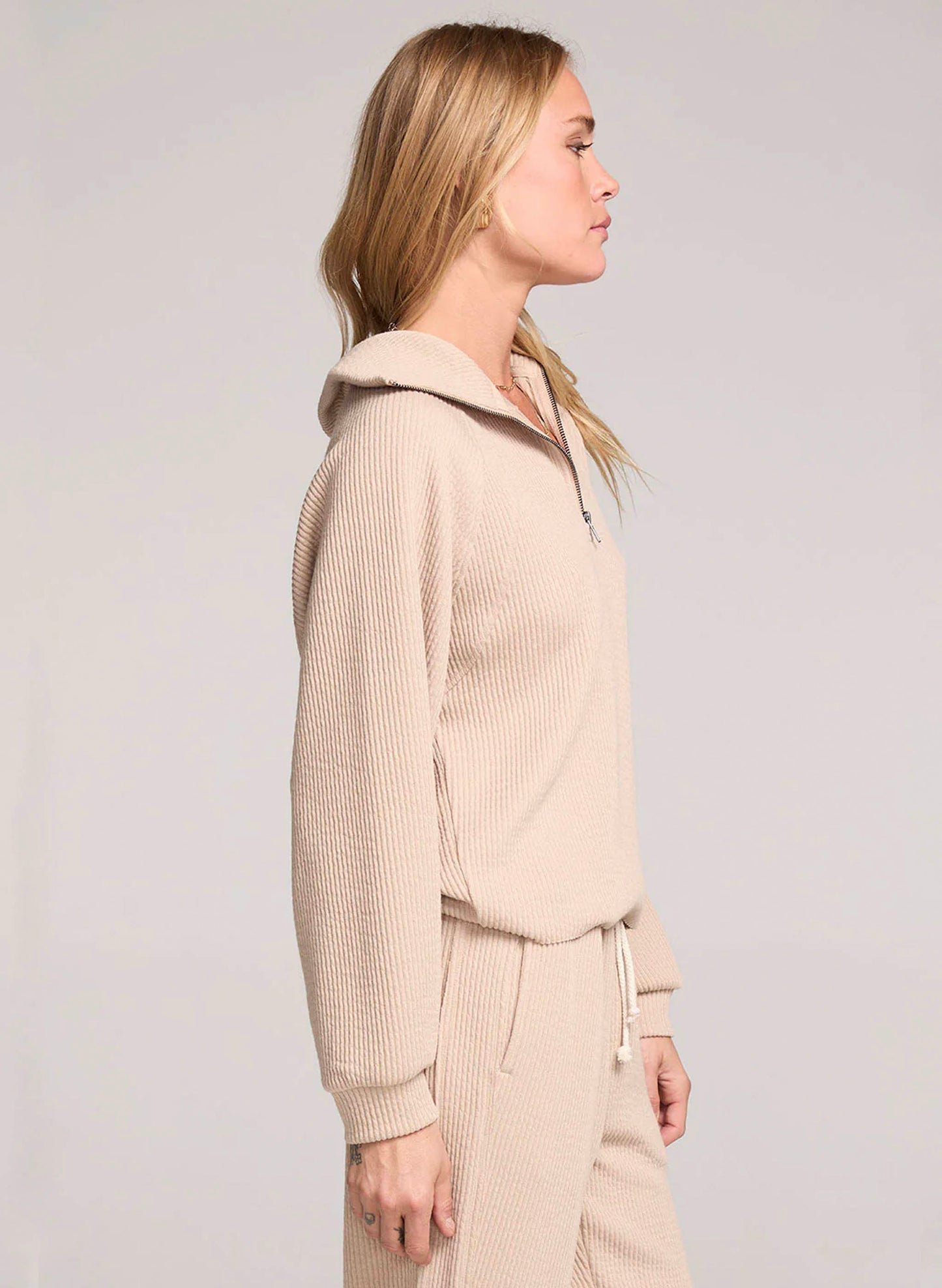 Saltwater Luxe Saltwater Luxe Half Zip Raglan Pullover - Sand available at The Good Life Boutique