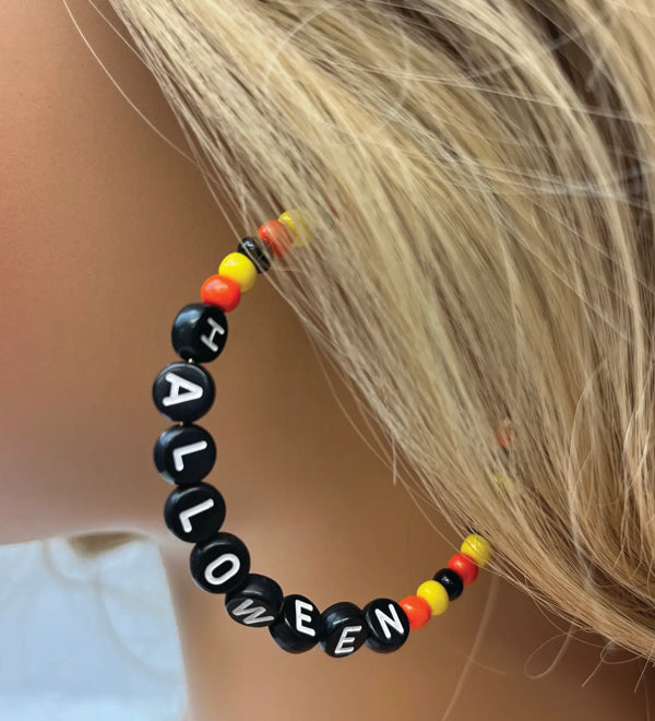 Prep Obsessed Wholesale Halloween Beaded Hoop Earrings available at The Good Life Boutique