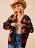 Halloween Pumpkin Bat  Cardigan - Black/Orange