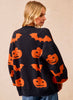 Halloween Pumpkin Bat  Cardigan - Black/Orange