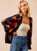 Halloween Pumpkin Bat  Cardigan - Black/Orange