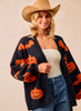 Halloween Pumpkin Bat  Cardigan - Black/Orange
