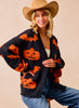 Halloween Pumpkin Bat  Cardigan - Black/Orange
