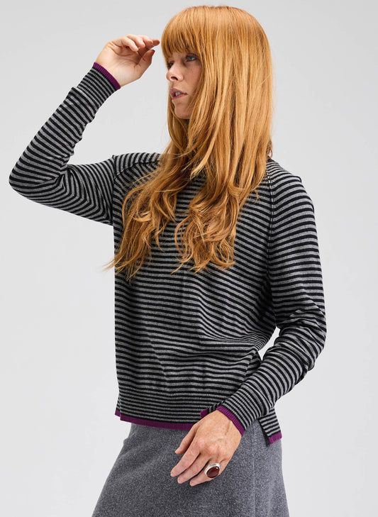 Zaket & Plover Zaket & Plover - Stripe Crew - Black available at The Good Life Boutique