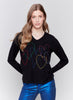 Charlie B Charlie B - Heart Embroidered V-Neck Sweater - Black available at The Good Life Boutique