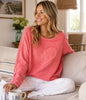Cotton Lani Heart Patch Sweatshirt - Coral available at The Good Life Boutique