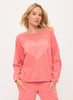 Cotton Lani Heart Patch Sweatshirt - Coral available at The Good Life Boutique