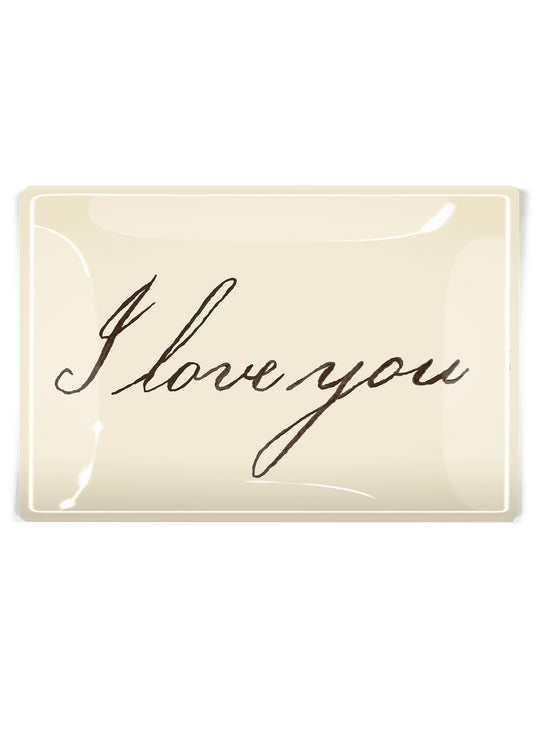 BEN'S GARDEN I Love You. I Love You. Decoupage Glass Tray 4" x 6" available at The Good Life Boutique