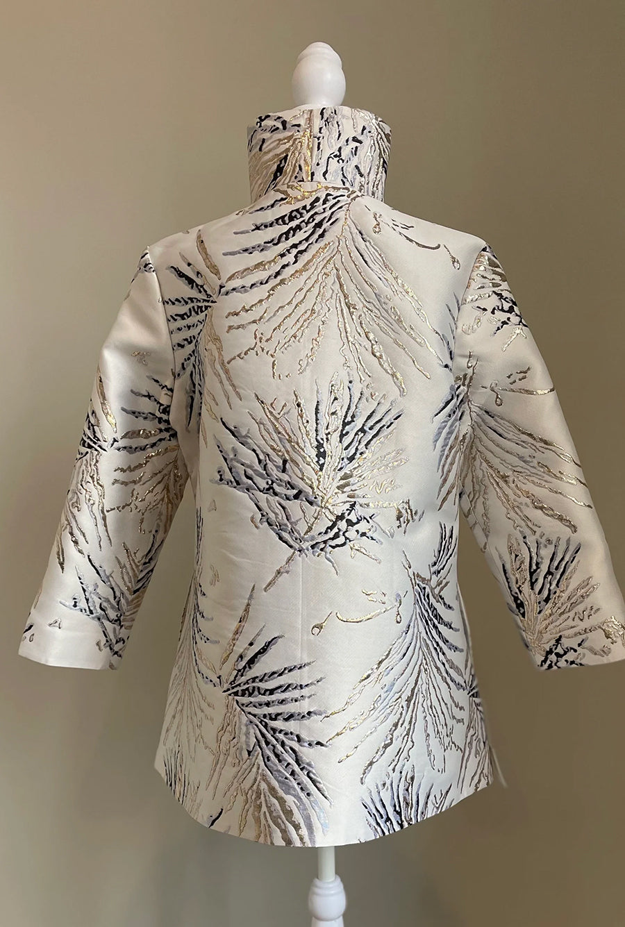 Grace Chuang Grace Chung Swing Style Metallic Leaf Print JKT available at The Good Life Boutique