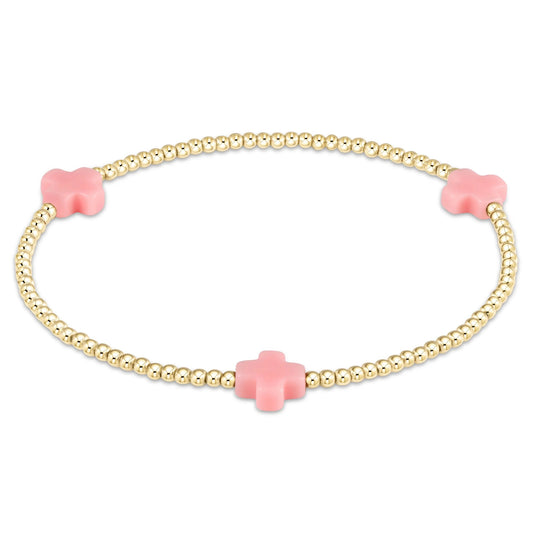 enewton design Enewton - Signature Cross Gold Pattern 3mm Bead Bracelet - Pink available at The Good Life Boutique