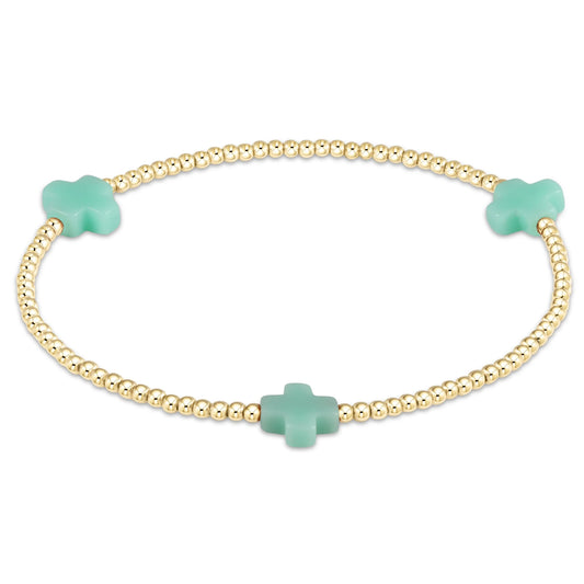 enewton design Enewton - Signature Cross Gold Pattern 2mm Bead Bracelet - Mint available at The Good Life Boutique
