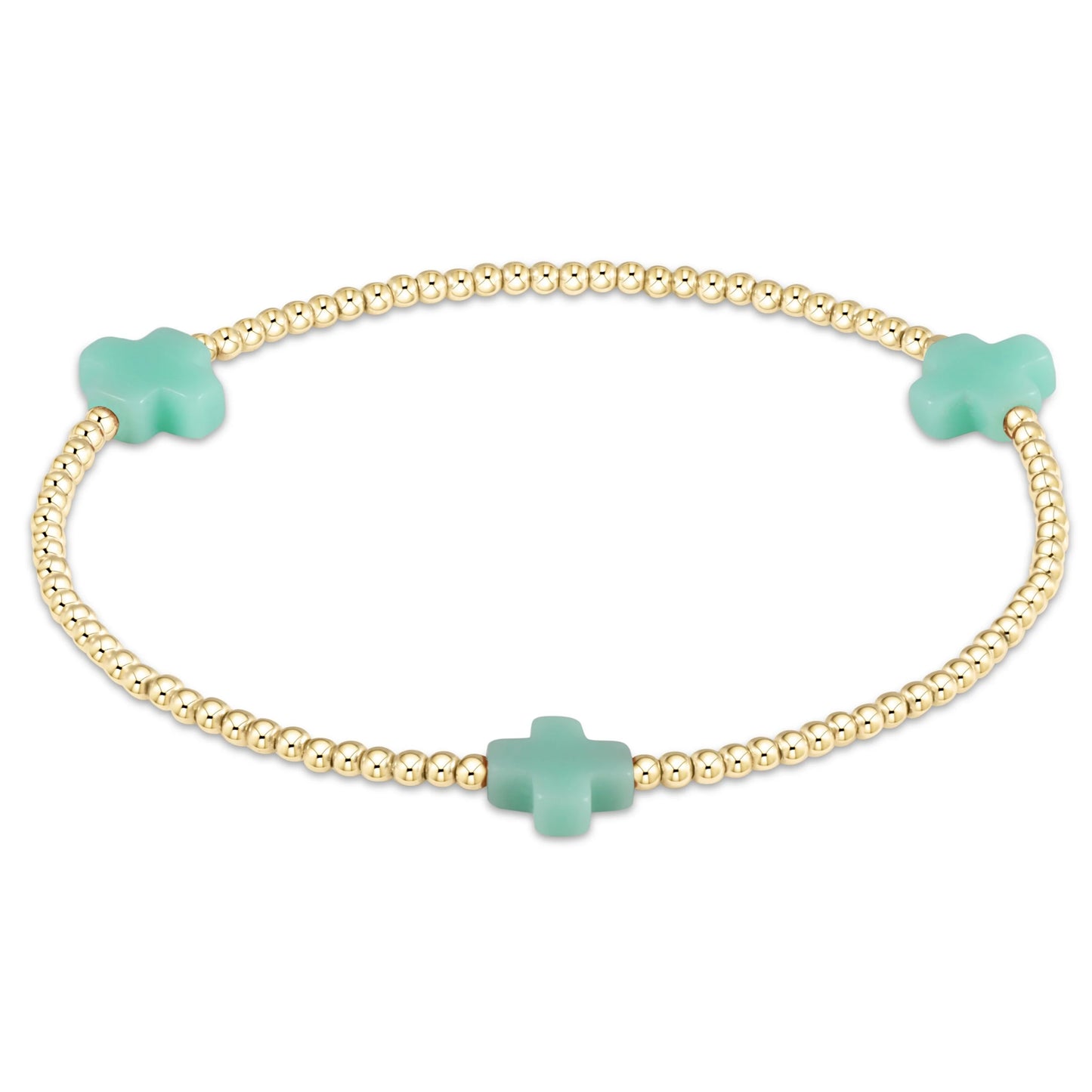 Enewton - Signature Cross Gold Pattern 2mm Bead Bracelet - Mint