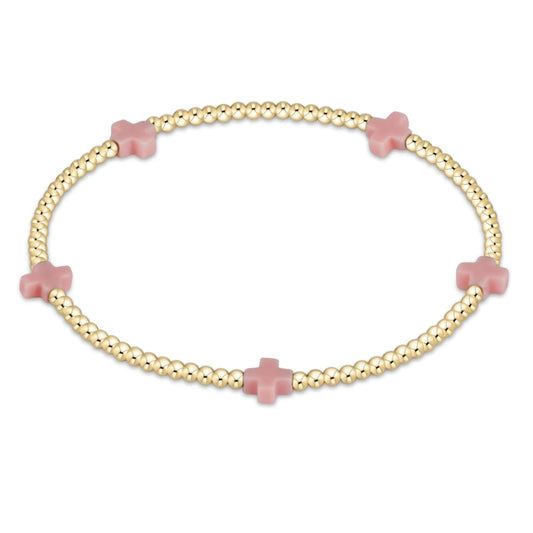 enewton design Enewton - Signature Cross Small Gold Pattern 2mm Bead Bracelet - Pink available at The Good Life Boutique