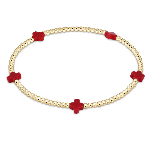 enewton design Enewton - Signature Cross Small 2mm Gold Bracelet - Red available at The Good Life Boutique