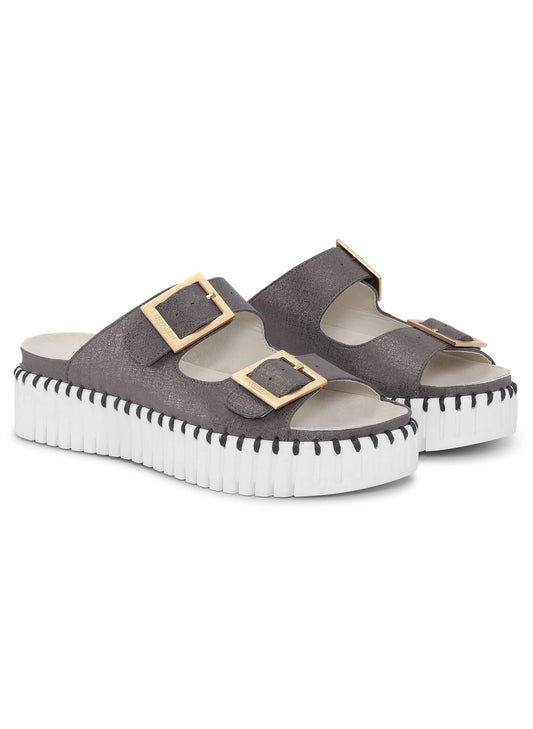 Lines of Denmark Ilse Jacobsen Tulip Adjustable W/White Sole - Grey available at The Good Life Boutique