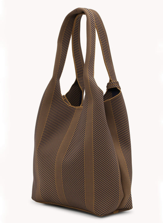 Lines of Denmark Ilse Jacobsen - Knitted Bag - Dark Indigo w/Buckhorn Brown available at The Good Life Boutique