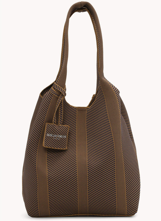 Lines of Denmark Ilse Jacobsen - Knitted Bag - Dark Indigo w/Buckhorn Brown available at The Good Life Boutique