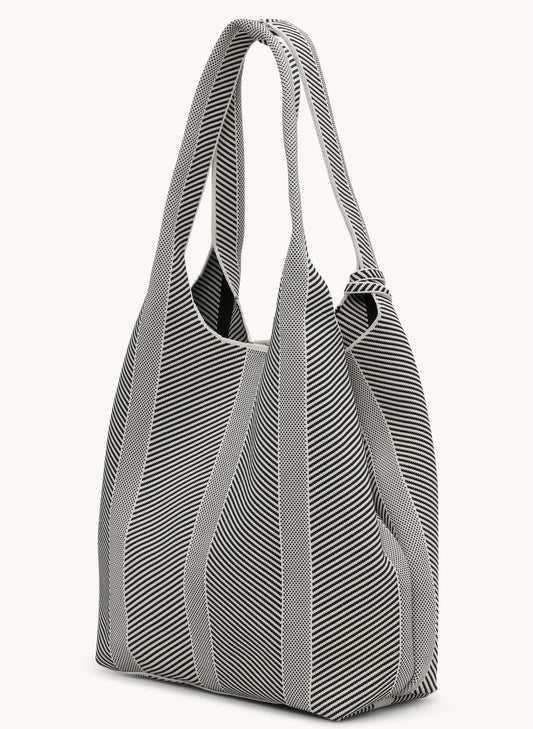 Lines of Denmark Ilse Jacobsen - Knitted Bag - Milk Creme w/Black available at The Good Life Boutique