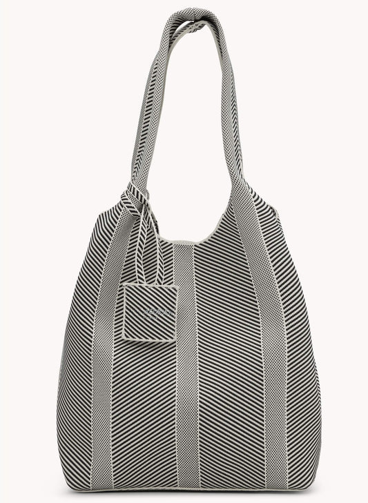 Lines of Denmark Ilse Jacobsen - Knitted Bag - Milk Creme w/Black available at The Good Life Boutique