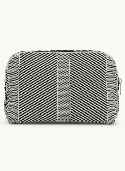 Lines of Denmark Ilse Jacobsen - Knitted Makeup Bag - Milk Creme w/Black available at The Good Life Boutique