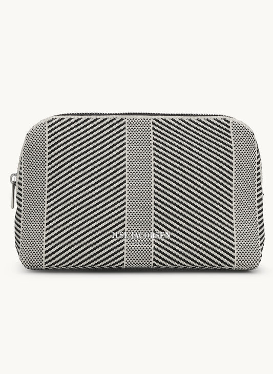 Lines of Denmark Ilse Jacobsen - Knitted Makeup Bag - Milk Creme w/Black available at The Good Life Boutique