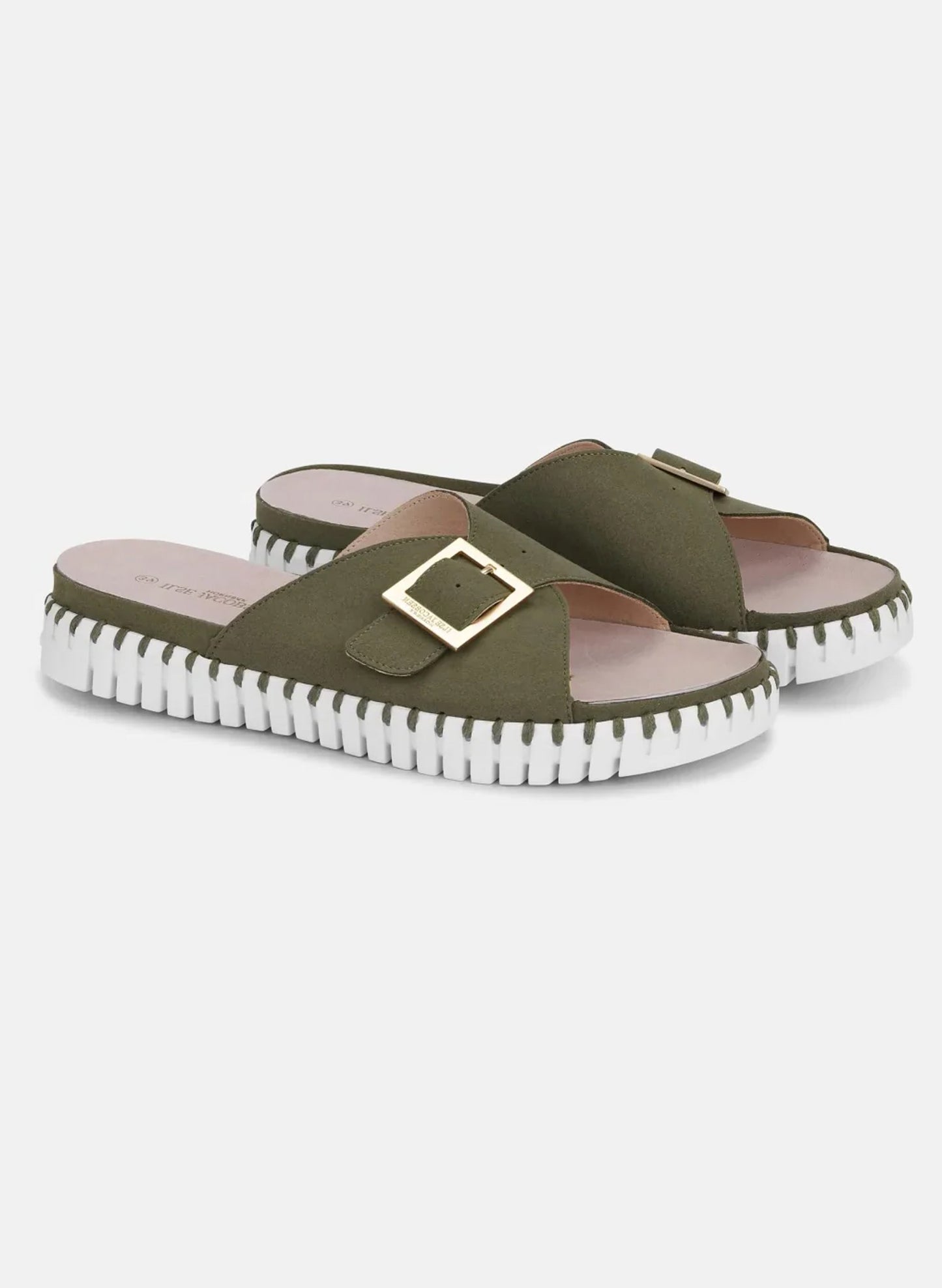 Ilse Jacobsen Tulip One Buckle W/White Sole - Deep Olive
