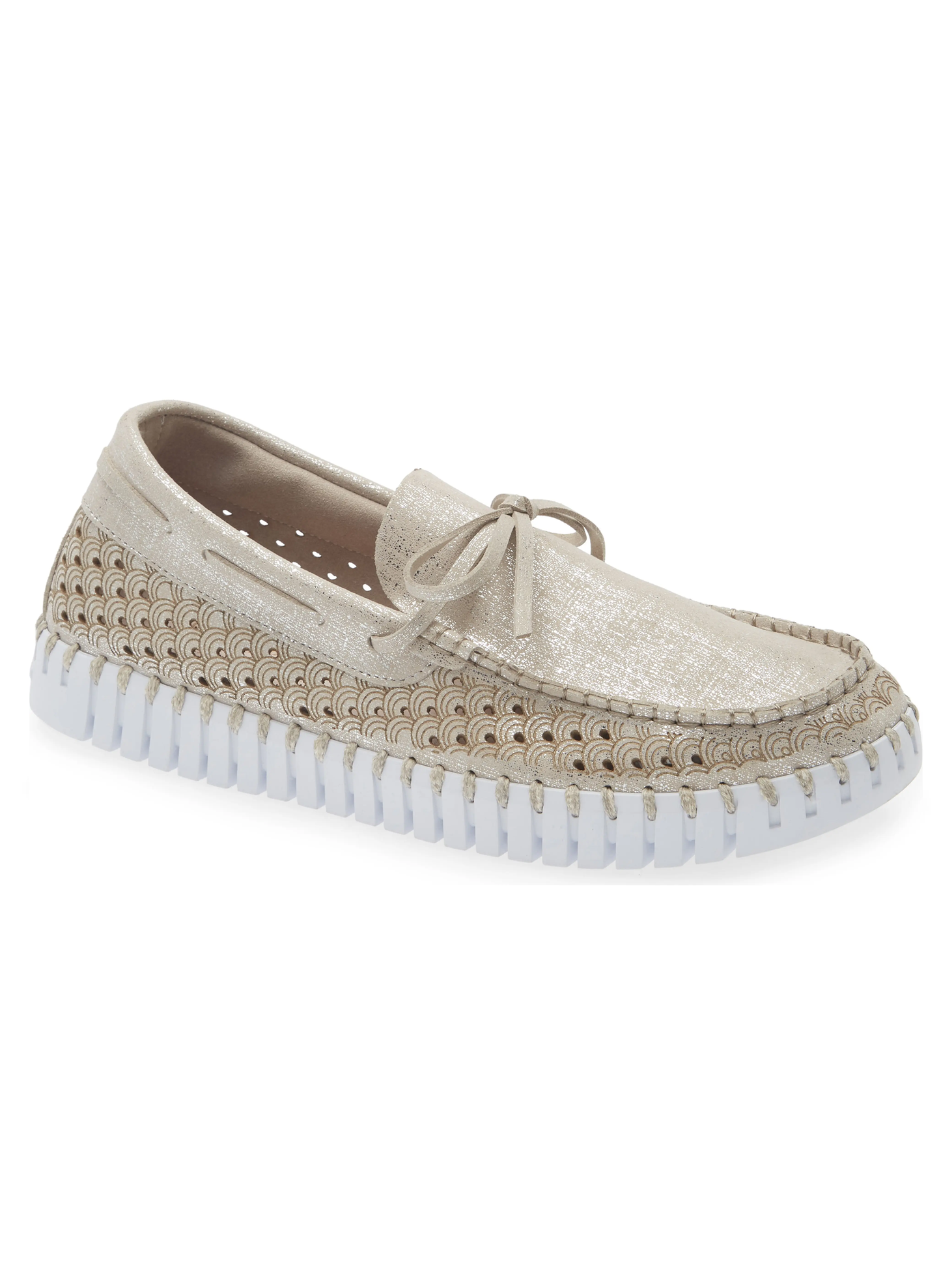 Ilse Jacobsen Tulip 3083 Metalic Loafer w/Laces - Silver