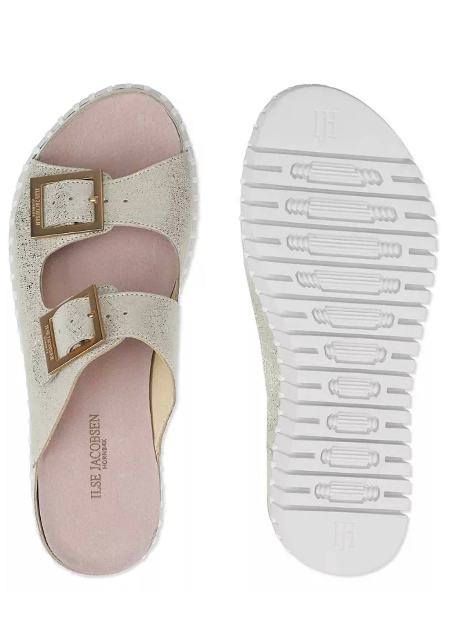Lines of Denmark Ilse Jacobsen Two-Strap Platform Sandal- Silver available at The Good Life Boutique