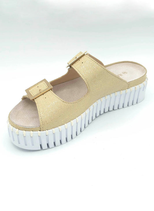 Lines of Denmark Ilse Jacobsen Two Strap Platform Sandal- Platin available at The Good Life Boutique