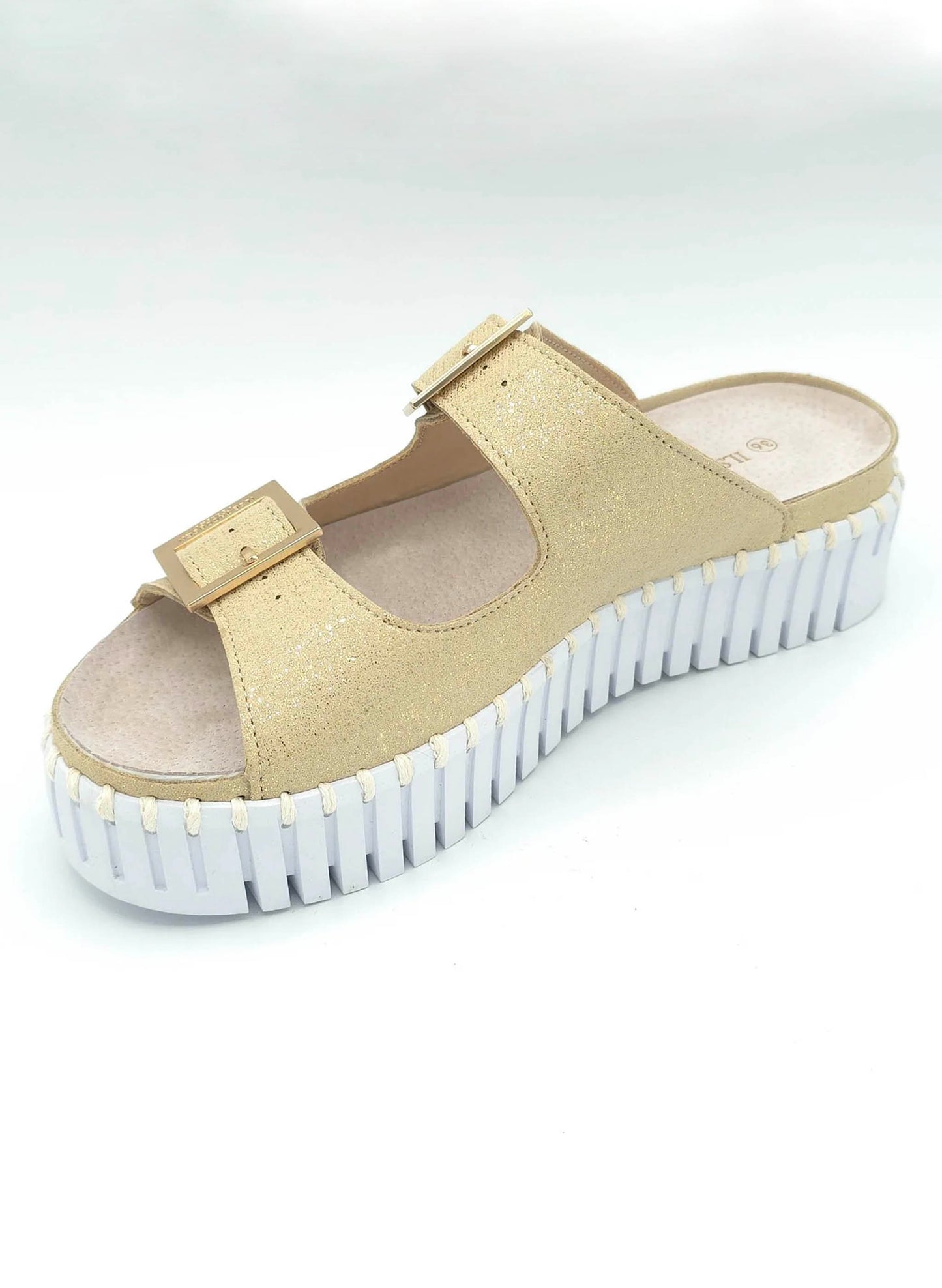 Lines of Denmark Ilse Jacobsen Two Strap Platform Sandal- Platin available at The Good Life Boutique