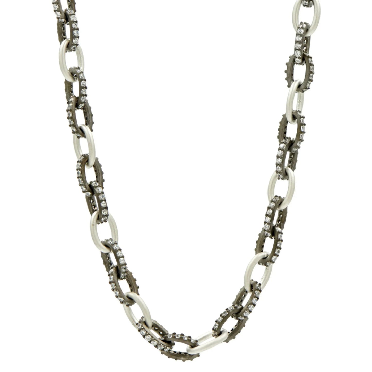 Freida Rothman Industrial Finish Alternating Chain Link Necklace available at The Good Life Boutique