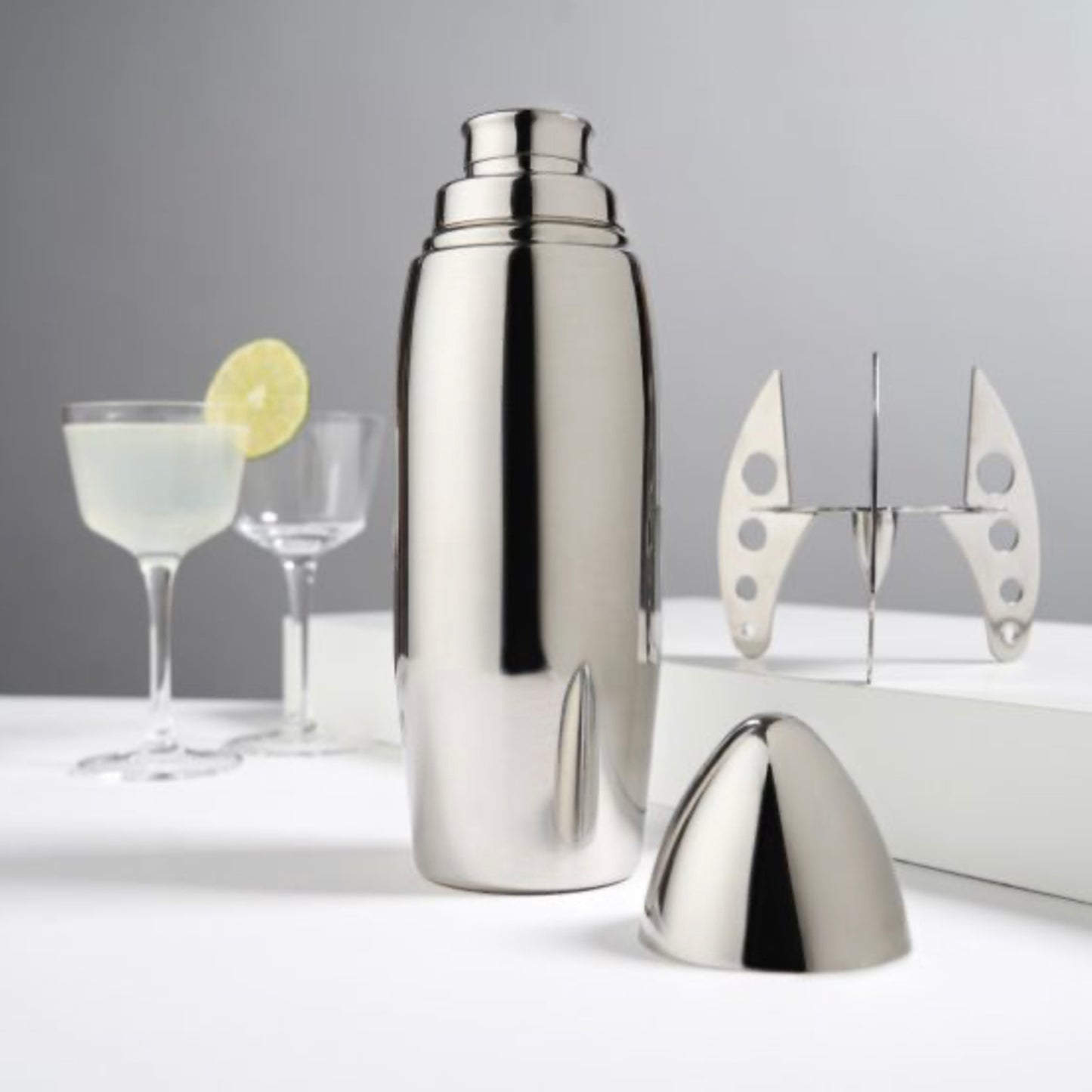 True Brands Irving Rocket Cocktail Shaker Silver Viski available at The Good Life Boutique