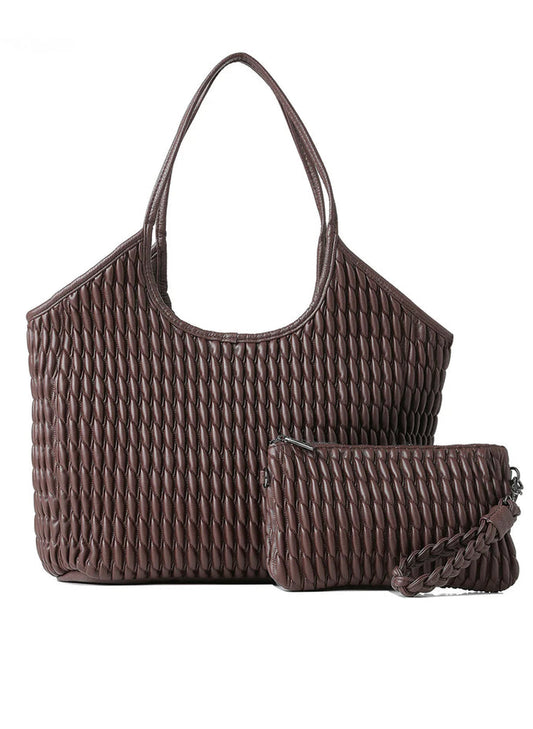 Haute Shore LTD Isla Tote - Chocolate Vegan Puckered Leater available at The Good Life Boutique