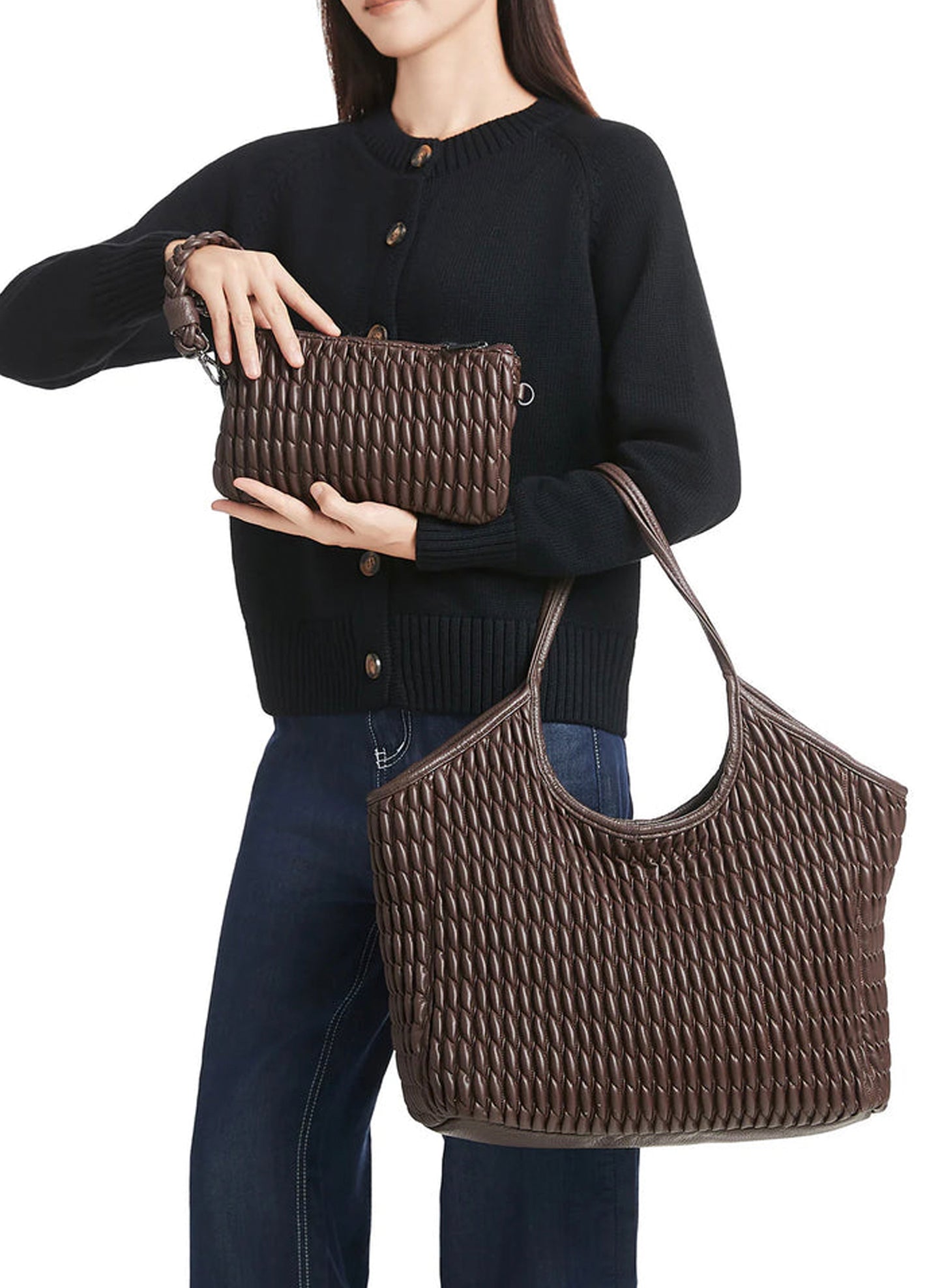 Haute Shore LTD Isla Tote - Chocolate Vegan Puckered Leater available at The Good Life Boutique