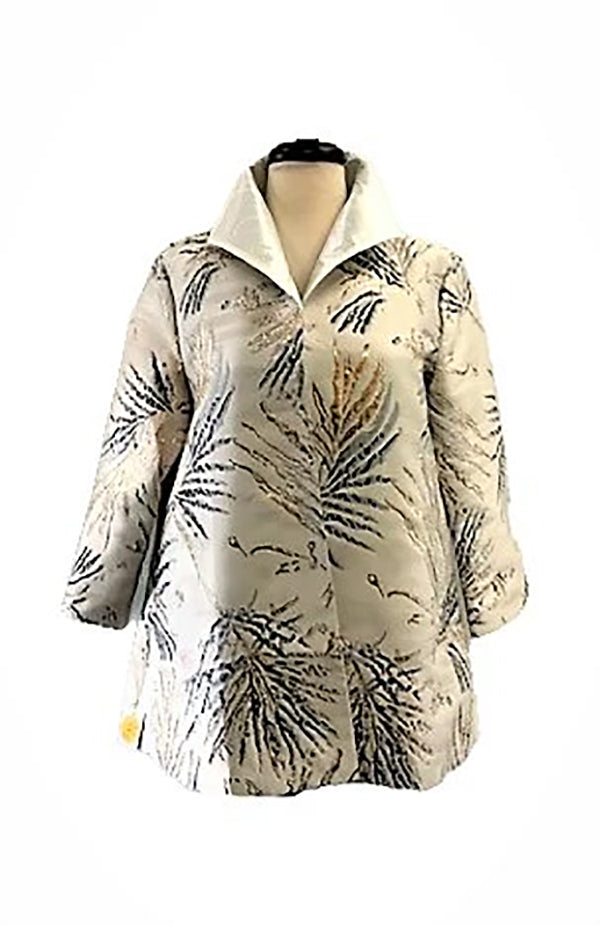 Grace Chuang Grace Chung Swing Style Metallic Leaf Print JKT available at The Good Life Boutique